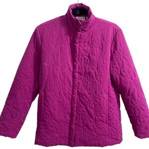Chico's Pink Quilted Floral Embroidered Jacket winter coat size 0 Small